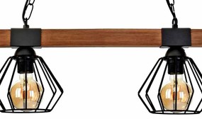 Lampa, podwójna, loft, czarna, drewno wisząca ULF BLACK/WOOD 2xE27