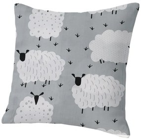 Zestaw 2 sztuk dekoracyjnych poszewek WHITE SHEEPS 45x45 cm, szary.