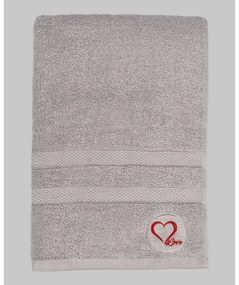 Szary bawełniany ręcznik kąpielowy frotte 70x140 cm Love – Foutastic