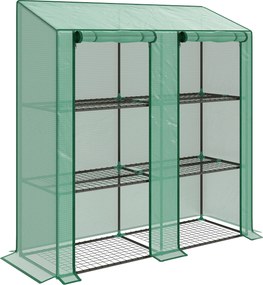 Outsunny Mini-szklarnia, 3 poziomy, 6 półek z drutu, 2 otwory, pokrycie z tworzywa, zielony | Aosom PL