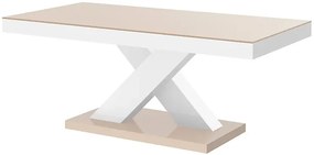 Nowoczesny rozkładany ławostół beżowo-biały połysk - Starki 3X