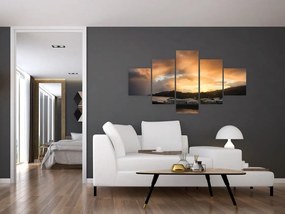 Obraz - plaża z pochmurnym niebem (125x70 cm)