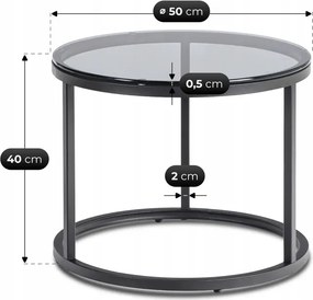 Zestaw Stolików Kawowych CARRERA 70 cm/50 cm Szary/Czarny Skandynawski