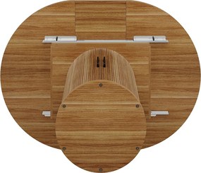 Rozkładany stół jadalny 118-158 cm, kolor orzechowy, okrągły stół jadalny z miejscem do przechowywania