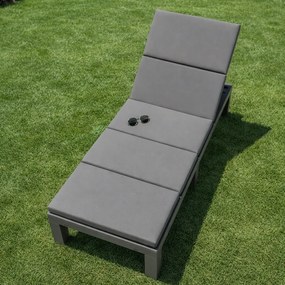 Leżak ogrodowy hotelowy Lagoon SL-02C z poduszką, składany, kolor szary