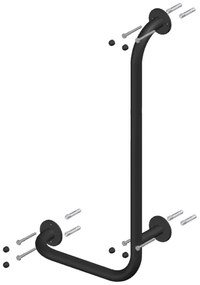 Uchwyt łazienkowy kątowy lewy czarny 60 x 30 cm