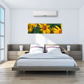 Obraz żółtych kwiatów (170x50 cm)