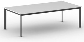 Stół konferencyjny do biura PRIMO INVITATION, 240x120 cm, czarna podstawa, biały