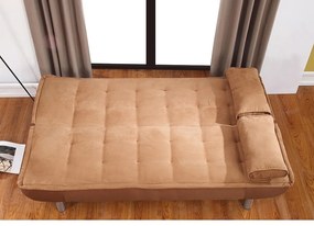 Kanapa rozkładana MISHAN z tkaniny - Kolor: karmelowy