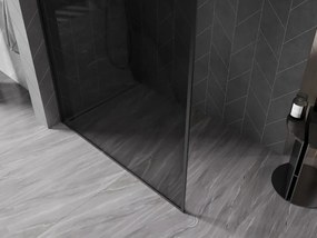 Mexen Kioto-XF ścianka prysznicowa Walk-in z ramką 110 x 202 cm, grafit 10 mm, czarna - 800-110-104-70-40-X