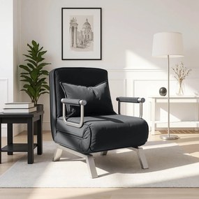 Fotel Rozkładany BART Wypoczynkowy Czarny Welurowy do Spania Leżanka Nowoczesny