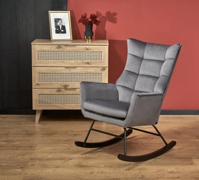 Fotel bujany BAZALTO VELVET szary HALMAR