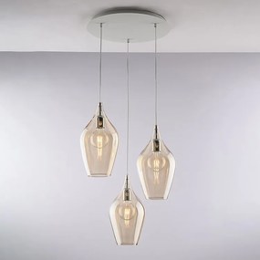 Zawieszenie Ares Iron z bursztynowym szkłem pyreksowym 3 lampy 141 Ø50 BL273-S3-AM