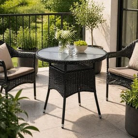 STILISTA Stolik , 80 x 80 x 75 cm, polirattan, czarny