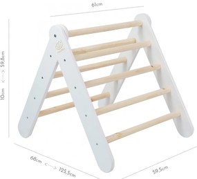 Domek z drabinką dla dzieci 60x61 cm składaną do pokoju. drewno, len, wiskoza, różowy domek, biała drabinka. - meowbaby®