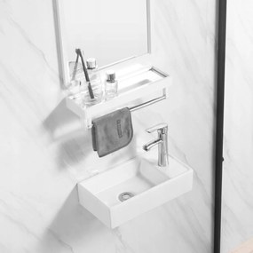 Umywalka nablatowa prostokątna ceramiczna biała stawiana na blat 40x22 cm