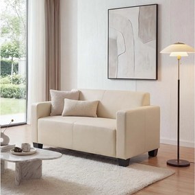 Sofa dwuosobowa Moncalieri ze sztucznej skóry,  kremowa