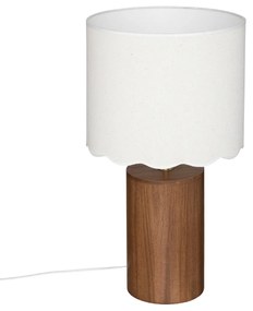 Lampa stołowa z białym abażurem VANIA, drewniana podstawa, Ø 28 cm