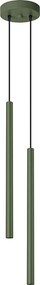 Lampa Wisząca Nowoczesny Pastelo, Stal - 2 Źródło - L.15 X H.104 Cm - Zielony Oliwkowy