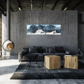 Obraz malowanych koni (170x50 cm)