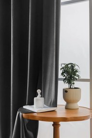 Ciemnoszara zaciemniająca zasłona VELVET 140x250 cm Zawieszanie: Metalowe pierścienie