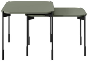 Stolik kawowy Sonatia 70 cm prostokątny na metalowych nogach - oliwka