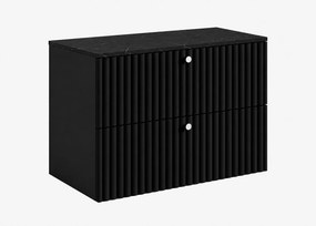 Szafka łazienkowa wisząca z blatem 80, czarny + blat z efektem marmuru Black Royal, uchwyty w trzech kolorach, 80 x 44,4 x 58,6 cm