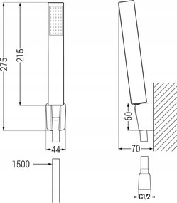 Mexen Mino R77 bateria wannowa z zestawem prysznicowym, czarna - 7243R77-70