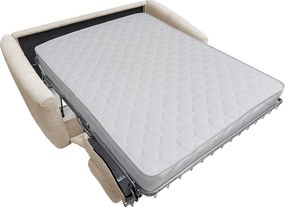 Kanapa 3-osobowa rozkładanatypu express  z beżowej tkaniny z bukli  - Powierzchnia spania 140 cm - Materac 20 cm RETUNA