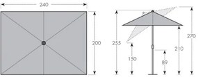 Basic Lift NEO 2,5 x 2 m - Parasol uchylny z rączką : Substancja Desen - 846