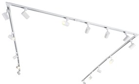 Nowoczesny 1-fazowy system oświetlenia szynowego z 15 reflektorami biały - Iconic Jeana