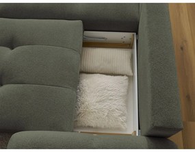 Rozkładany/ze schowkiem narożnik z tkaniny szenilowej (lewostronny/z szezlongiem) w kolorze khaki Roxelane – Bobochic Paris