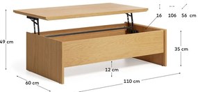 Stolik w dekorze dębu 60x110 cm Abilen – Kave Home