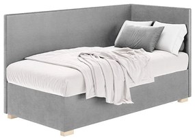 Szare narożne łóżko dziecięce ze schowkiem i materacem 90x200 cm Flexi – Ghado
