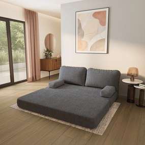 Masseno Sofa piankowa NIKSI z funkcją spania, Kanapa z pianki do salonu, Bezmontażowa, Tkanina bucle – Szary QUELLE 92