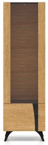 Witryna do salonu HESTIA 1W1D 58cm dąb/czarna lewa ML MEBLE