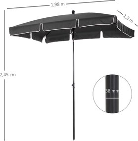 Outsunny Parasol Ogrodowy Składany Ochrona UV Szary Czarny Stylowy i Praktyczny do Ogrodu Balkonu Plaży | Aosom PL