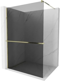 Mexen Kioto+ ścianka prysznicowa z półką Walk-in 120 x 200 cm, grafit, złota - 800-120-121-50-40