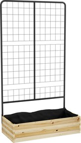 Outsunny Łóżko Ogrodowe Wysokie z Podporą Drewniana Skrzynia na Kwiaty Grządka Ziołowa Donica Naturalne Drewno 80x38x145cm | Aosom PL