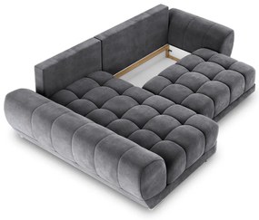 Ciemnoszary rozkładany narożnik z aksamitnym obiciem Windsor &amp; Co Sofas Nuage, lewostronny