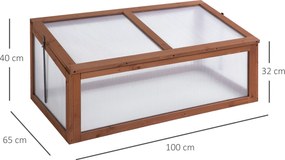 Outsunny Mała szklarnia, Ogrodowa mini szklarnia z płytami PC, Dobra przepuszczalność światła, 100D x 65S x 40W cm