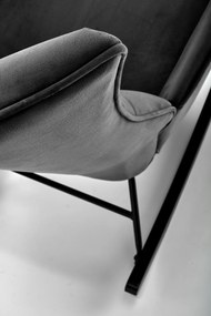 Fotel bujany, czarny, welur, na płozach BAZALTO