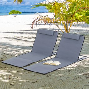 Outsunny Mata Plażowa Zestaw 2 Sztuki Składany Materac Plażowy z Torbą Stal 134x48x36-45cm | Aosom PL