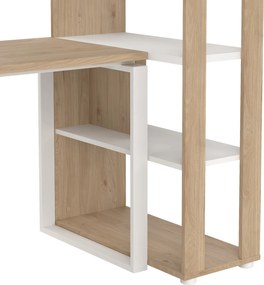 Biurko z regałem i kontenerkiem Sign jackson hickory/biały mat