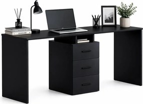 Czarne dwuosobowe biurko z 3 szufladami N1-E14
