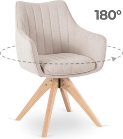 Krzesło Tapicerowane Obrotowe do Salonu LEMON Jasnobeżowe Nowoczesne Skandynawskie