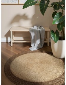 Szarobeżowy okrągły dywan z juty dwustronny/tkany ręcznie ø 100 cm Jutta Greige – Hanse Home