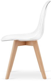 Transparentne krzeslo KITO z bukowymi nogami