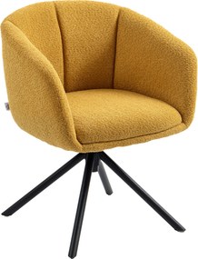 HOMCOM Fotel, fotel tapicerowany z wygodnym siedziskiem, obrotowy, miękki materiał, do 120 kg, Żółty