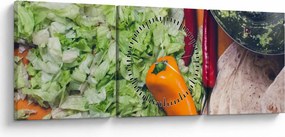 Obraz warzyw (z zegarem) (90x30 cm)